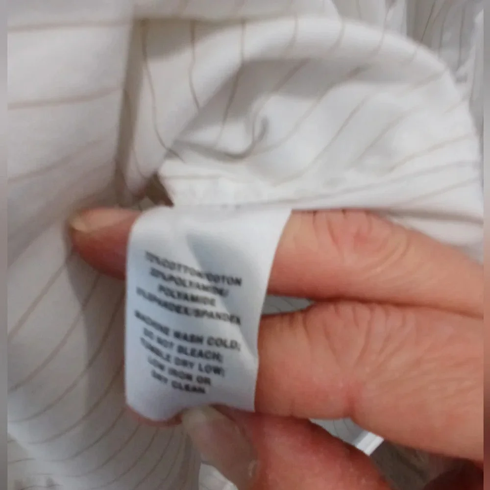 Lafayette 148 womens Small white pinstripe long sleeve button down shirt office - Picture 7 of 9